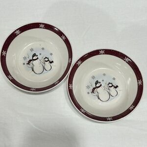 Royal Seasons Snowman Christmas Stoneware Soup Bowls Set‎ Of 2
